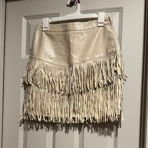 Blue Blush Cream Fringe Mini Skirt